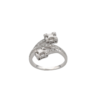 Bague diamants baguettes et brillants 0,50 ct H-VS...