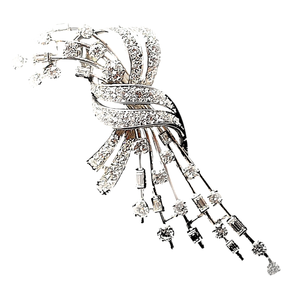 Broche en Or 18k et Platine avec 3.0 Cts de Diamants.