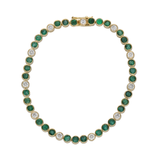 Bracelet émeraudes 3 cts et diamants 1,10 ct H-VS en...
