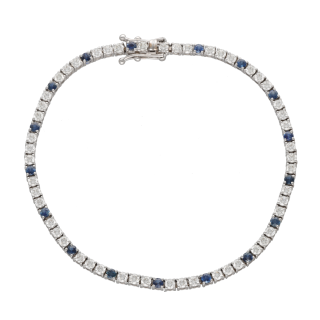 Bracelet ligne diamants 2 cts et saphirs 0,70 ct...