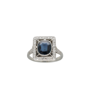 Bague Art Déco - Platine - Diamants Taille Ancienne...