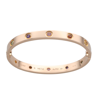 Bracelet Cartier Love - Or rose 18k - Saphirs roses...