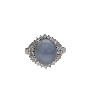 Bague - Platine - Saphir étoilé 8,91 cts et diamants...