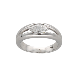 Bague - Diamant navette 0,50 cts G-VS - Taille 50,5