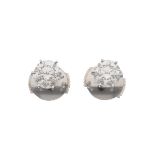 Puces d'oreilles - Or gris 18k et platine - Deux...