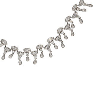 Collier draperie - Or blanc 18k - Diamants 6 carats...