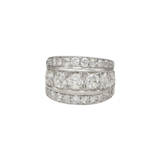 Bague Art Déco bandeau - Or blanc 18k - 3,5 carats...