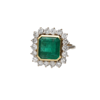 Bague Pompadour - Or Jaune 18k - Émeraude 5 Carats...