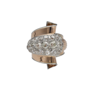 Bague Tank - Or Blanc et Jaune 18k - Diamants Taille...