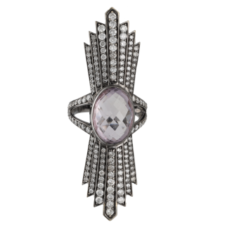 Bague - Or gris 18k rhodiage noir - Diamants 2,50...