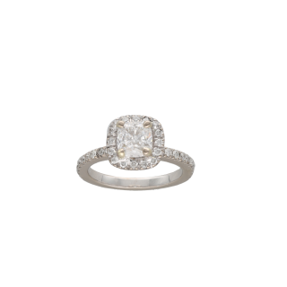 Solitaire - Or gris 18k - Diamant coussin 1,20 cts...