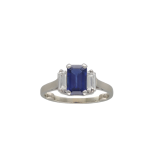 Bague - Or 18k et Platine - Saphir de Ceylan 1,56...