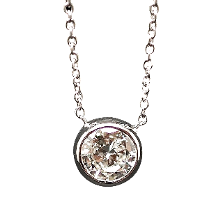 Collier Pendentif Diamant de 1.01 Cts G-VVS2 . Or 18 Cts. 