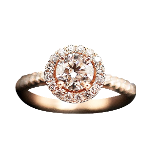 Solitaire en or rose 18 Cts avec Diamant brillant 0,72 Cts F-VS2 + 0.30 Cts.