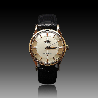 Montre Omega Vintage Constellation Pie-Pan Automatique en Or rose 18k  Vers 1960.  