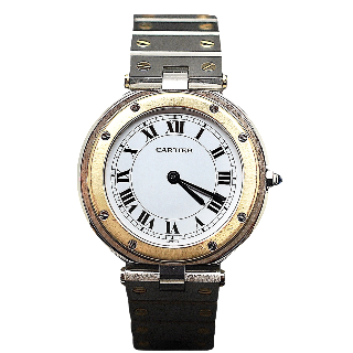 Montre Cartier homme "Santos Vendome "en or et acier Quartz Vers 1990.