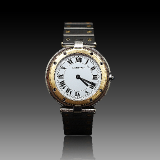 Montre Cartier homme "Santos Vendome "en or et acier Quartz Vers 1990.