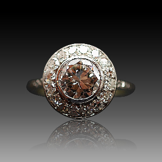 Bague entourage vers 1930 en platine avec 1.75 Ct de Diamants.Taille 51-52