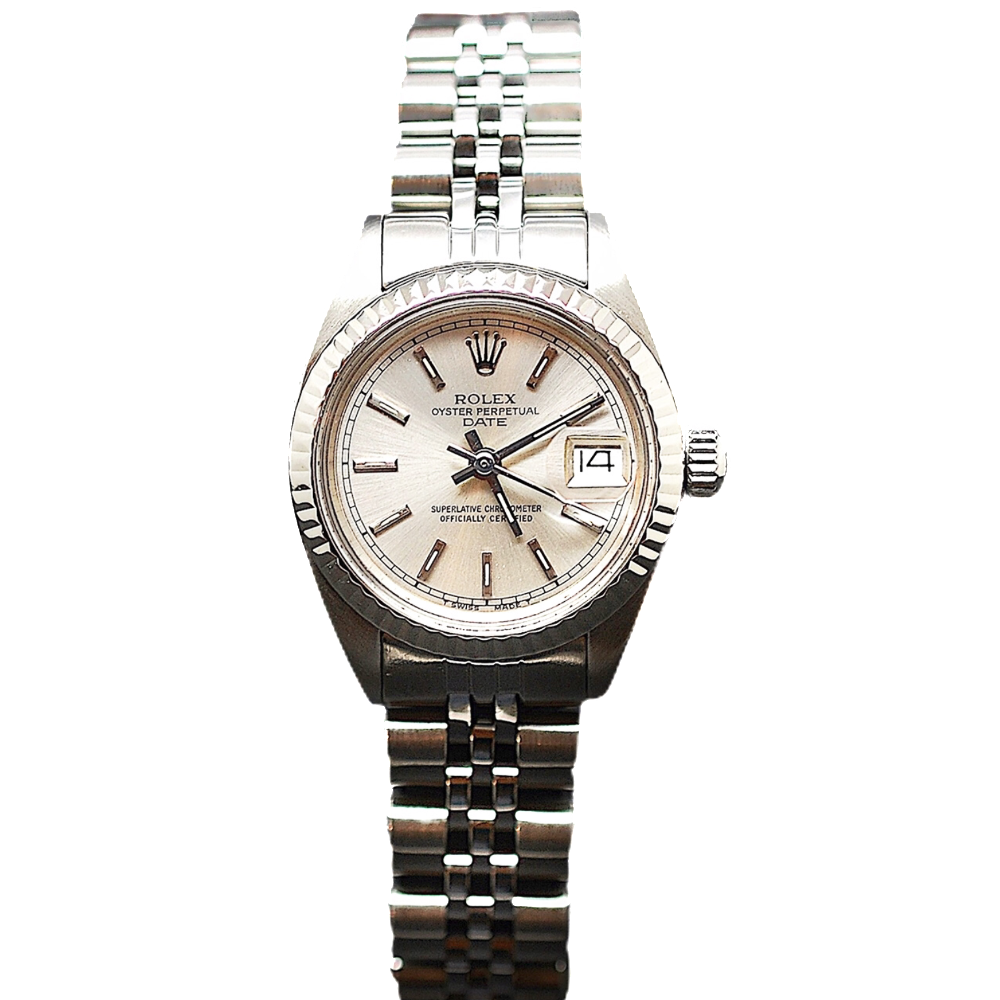 Montre Rolex Oyster Date Dame Acier de 1981. Cadran Gris. Ref : 6919 .