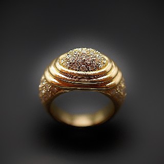 Bague Or Jaune 18K avec 1,6 Cts De Diamants Brillants H-VS