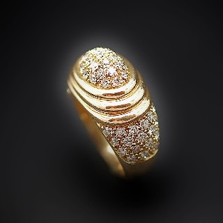 Bague Or Jaune 18K avec 1,6 Cts De Diamants Brillants H-VS