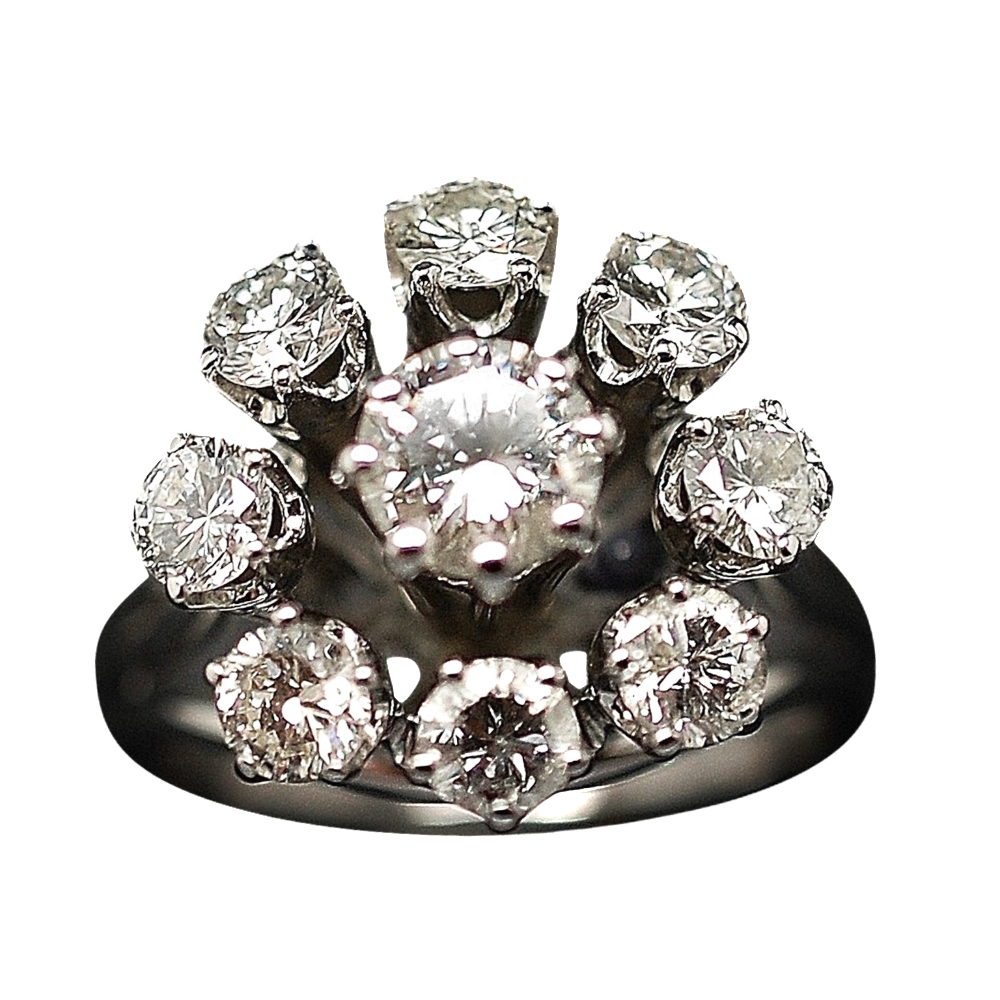 Bague entourage Or Gris 18K avec Diamants. Vers 1970 Bague entourage Or Gris 18K avec Diamants. Vers 1970