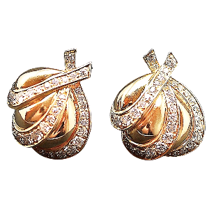 Boucles d'oreilles Clips en or 18k massif avec Diamants brillants. Boucles d'oreilles Clips en or 18k massif avec Diamants brillants.