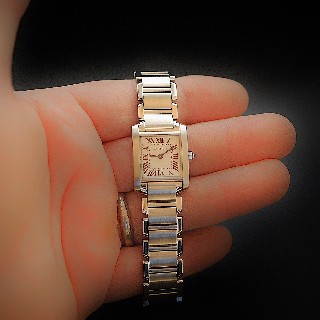 Montre Cartier Tank Française Dame Acier de 1999. Quartz