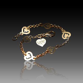 Bracelet O.J Perrin en Or 18k "Legende" 6 Coeurs vers 2010.