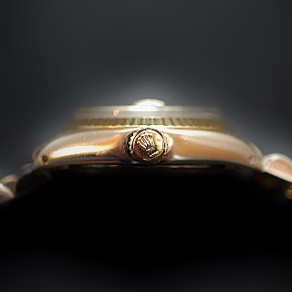 Montre Rolex Oyster Date Dame Or & Acier de 1976. Cadran jaune. Ref : 6917 .