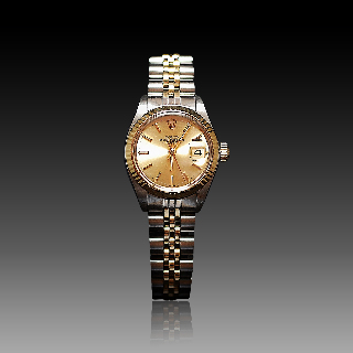 Montre Rolex Oyster Date Dame Or & Acier de 1976. Cadran jaune. Ref : 6917 .