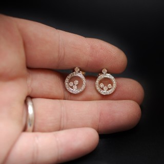 Boucles d'oreilles Chopard Happy Diamonds Or Gris 18k Diamants  