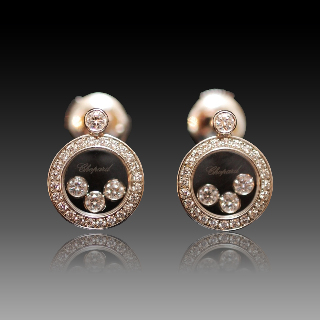 Boucles d'oreilles Chopard Happy Diamonds Or Gris 18k Diamants  