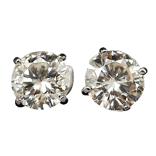 Puces d'oreilles en Platine avec Diamants brillants 2,28 Cts et 2,26 Cts. K-VVS1-SI1.