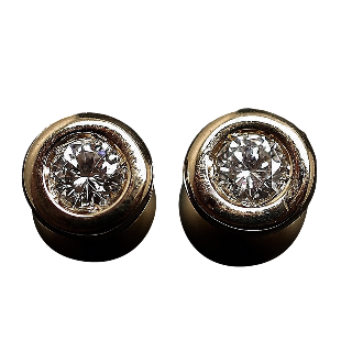 Puces d'oreilles Diamants 2 x 0.20 Cts G-VS en Or Jaune 18k 