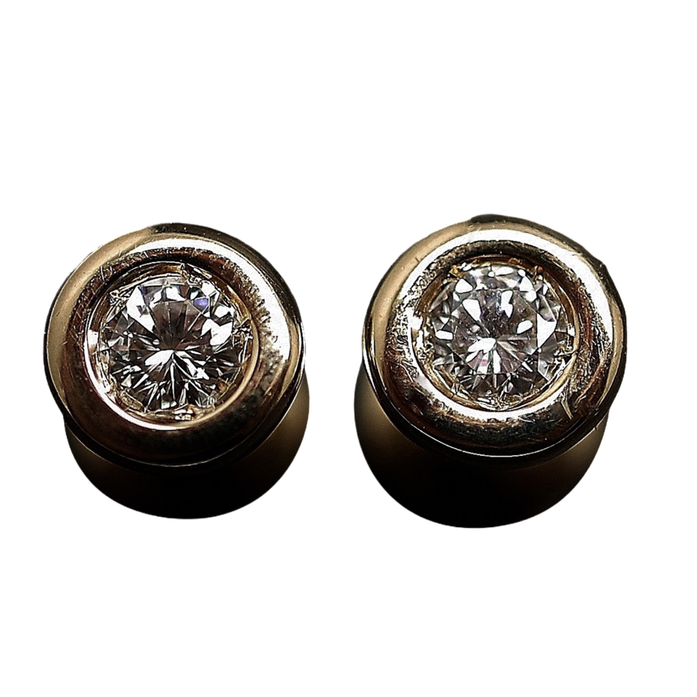 Puces d'oreilles Diamants 2 x 0.20 Cts G-VS en Or Jaune 18k Puces d'oreilles Diamants 2 x 0.20 Cts G-VS en Or Jaune 18k
