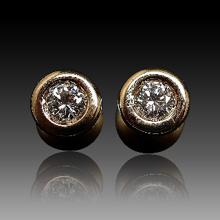 Puces d'oreilles Diamants 2 x 0.20 Cts G-VS en Or Jaune 18k 