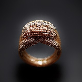 Bague vintage vers 1960 en Or 18K et Platine avec 0,50 Cts de Diamants Bague vintage vers 1960 en Or 18K et Platine avec 0,50 Cts de Diamants