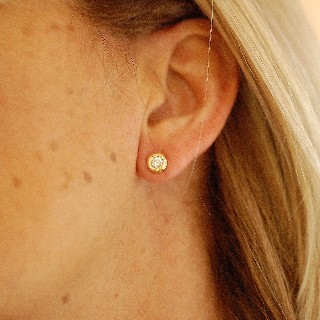 Puces d'oreilles Diamants 2 x 0.20 Cts G-VS en Or Jaune 18k 