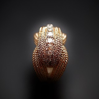 Bague vintage vers 1960 en Or 18K et Platine avec 0,50 Cts de Diamants Bague vintage vers 1960 en Or 18K et Platine avec 0,50 Cts de Diamants