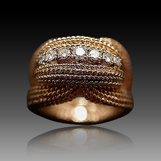 Bague vintage vers 1960 en Or 18K et Platine avec 0,50 Cts de Diamants 