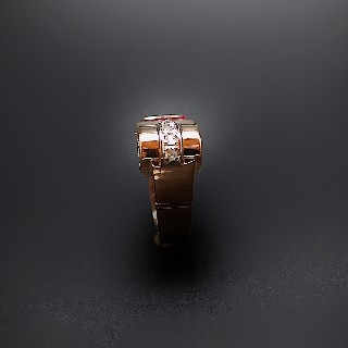 Bague Tank vintage vers 1940 en Or 18K et Platine avec Diamants et Verneuils.