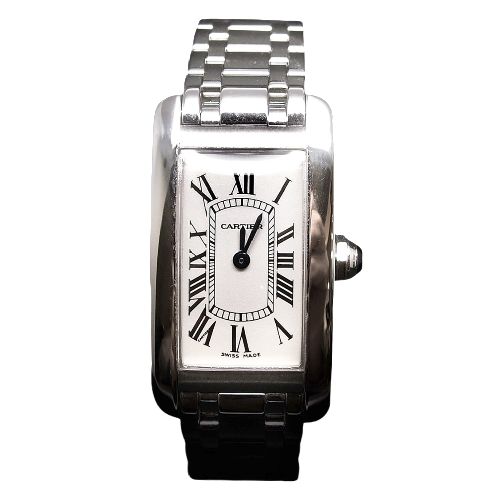 Montre Cartier Tank Américaine Dame Or Gris 18k Petit modèle.