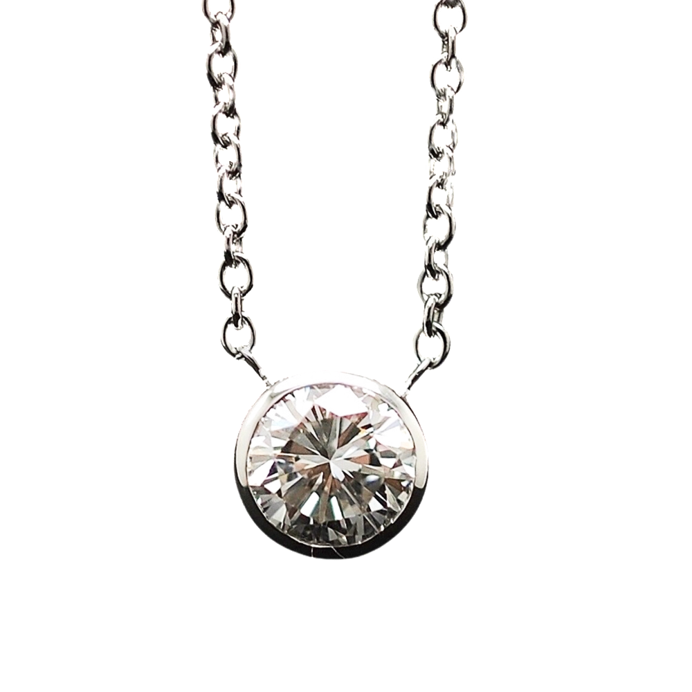 Collier Pendentif Diamant de 0.74 Cts I-VS2 . Or 18 Cts. 