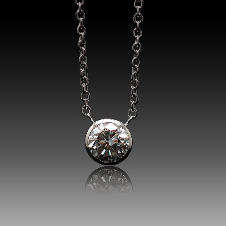 Collier Pendentif Diamant de 0.74 Cts I-VS2 . Or 18 Cts. 