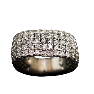 Bague Or Gris 18 cts avec 3.15 Cts de Diamants G-VS. Taille 56.