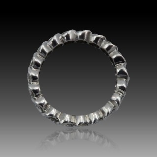 Alliance or gris 18k avec 1.87 Cts de Diamants Brillants G-VS. Taille 53.