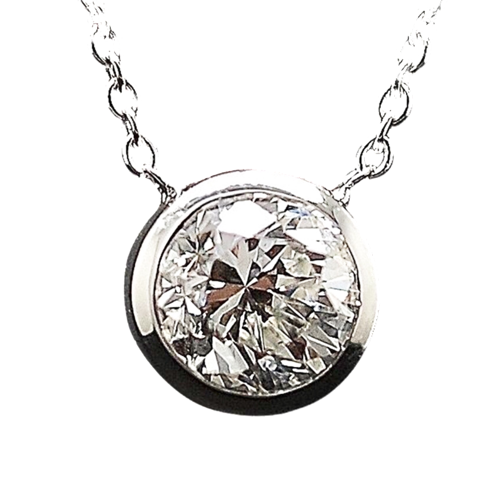 Collier Pendentif Diamant de 0.91 Cts M-SI2 . Or 18 Cts.