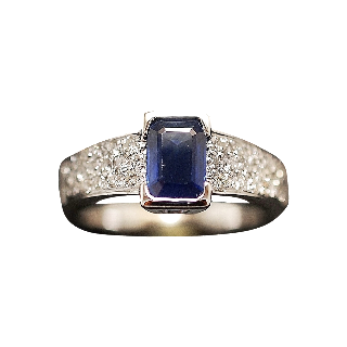 Bague en or gris 18k avec saphir fin et diamants .Taille 53 Bague en or gris 18k avec saphir fin et diamants .Taille 53