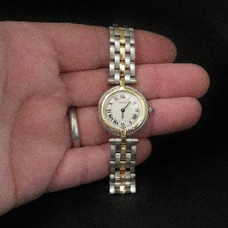 Montre Cartier dame "Panthère Vendome " Or jaune 18k & Acier quartz Vers 1995. Montre Cartier dame "Panthère Vendome " Or jaune 18k & Acier quartz Vers 1995.